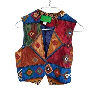Vintage WRAPS Southwestern Tapestry Vest | Coastal Cowgirl Western Boho | Size S